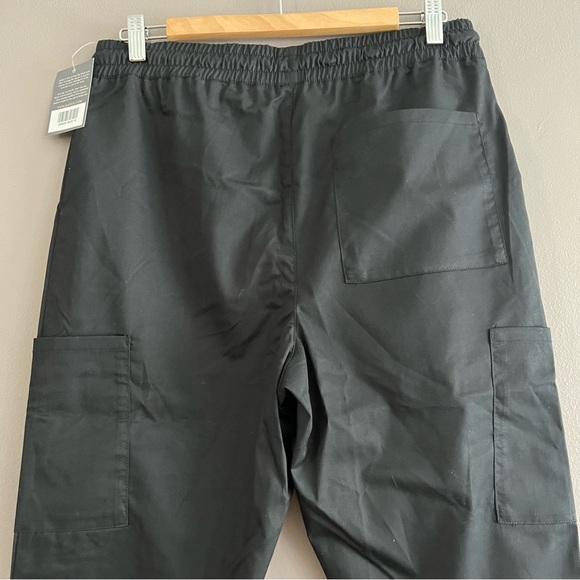 Jaanuu Cargo Scrub Pants Men Straight Stretch Drawstring J85003 Sz M 32x29 Black - Picture 6 of 13